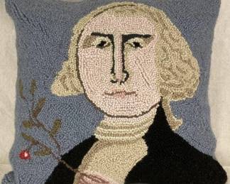 George Washington Motif Hooked Pillow