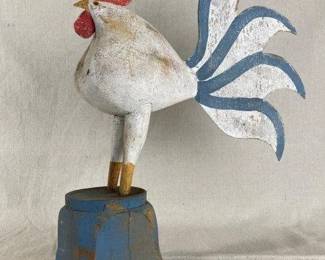 Folk Art Rooster Sculpture