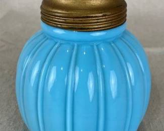 Blue Milk Glass Muffineer