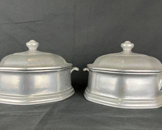 Wilton Armetale Pewter Covered Dish Pair