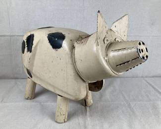 Folk Art Polychromed Metal Pig