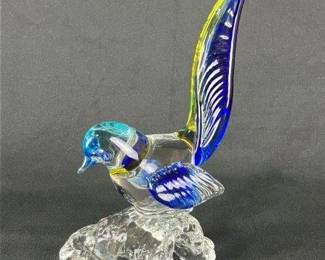 Murano-Style Hand-Blown Glass Bird Figurine