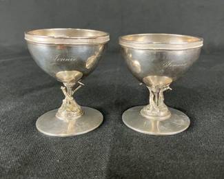 Coin Silver Egg Cup Pair