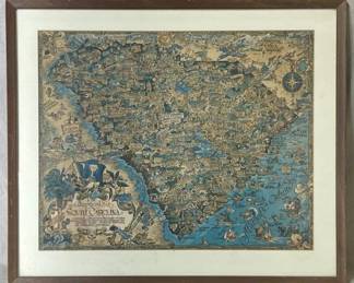 Vintage Jack Smyrl Pictorial Map of South Carolina