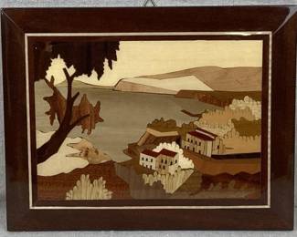 Italian Marquetry Coastal Landscape