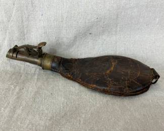 Tooled Leather Decorated Powder Flask