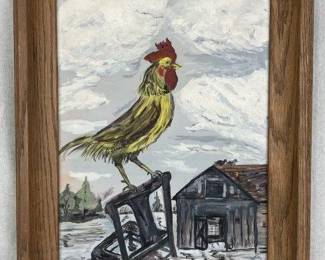 Taylor Rooster Gouache Painting, 1957