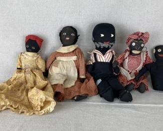 Five Black Americana Fabric Dolls