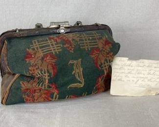 Riley & Lynch Co. Needlepoint Stag Motif Bag, 19th Century