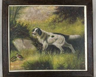 Hunting Dog and Pheasants Oil Painting