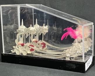 Silver-Filled Miniature Horse and Carriage Sculpture