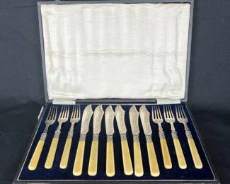 Silverplate Flatware with Bone Handles