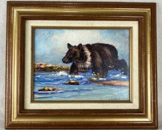 L. Koehler, Grizzly Bear Acrylic Painting, 2000