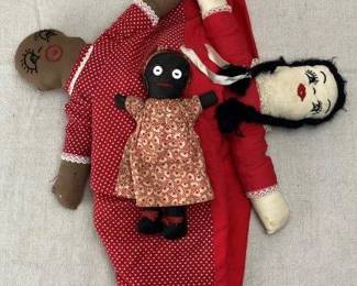 Two Hand-Stitched Black Americana Dolls