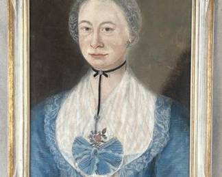 Pastel Portrait of Woman in a Blue Dress, 1773