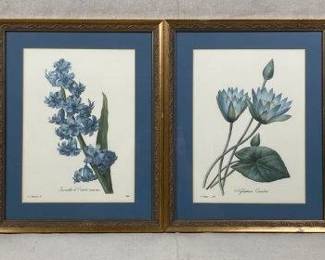 Four Blue Flower Prints