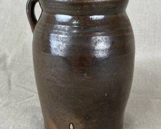 Brown Stoneware Storage Vessel