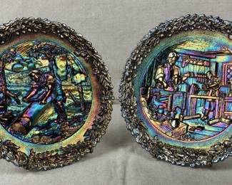 Two Fenton Carnival Glass Plates