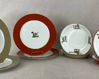 French Limoges Hunting Motif Dish Grouping