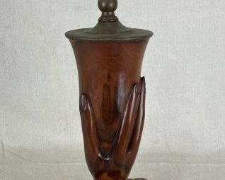 Christian Mahogany Sculptural Hand Lamp