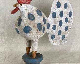 Folk Art Rooster Sculpture
