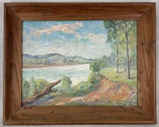 Impressionist Style Landscape Oil Painting, 1955