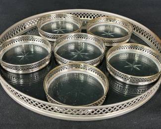 Silverplate and Glass Sternauware Drink Serving Set