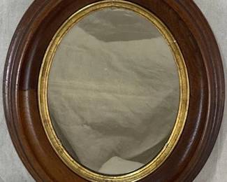 Walnut and Gilt Wood Frame Oval Mirror