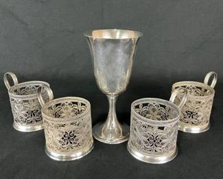 Silverplate Gorham Goblet and Russian Tea Glass Holders