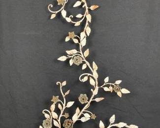 Flower and Leaf Motif Painted Wrought Iron Decoration