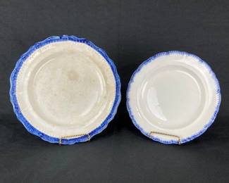 19Th Century Blue Feather Edge Plates
