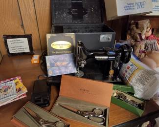 Featherweight sewing machine and table for machine