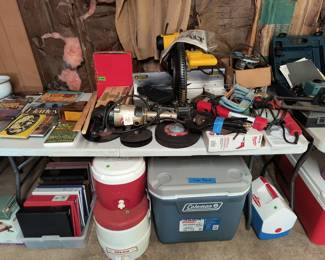 DeWalt model DW716 compound miter saw with manual, grinding tool and misc