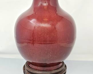 Antique Chinese Sang-de-Boeuf Oxblood Red Glaze Vase Qing Dynasty Circa 1850 - 11"H