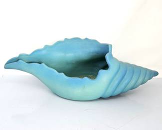 Van Briggle Pottery Large Turquoise Conch Shell Vase – 17" Colorado Springs Signed