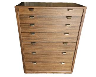 Drexel Mid-Century Modern 7-Drawer Dresser Chest Walnut Brass Pulls MCM Chest of Drawers