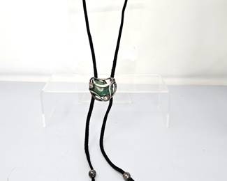 Borke Orke Modernist Sterling Silver Green Stone Bolo Tie Scandinavian Norway