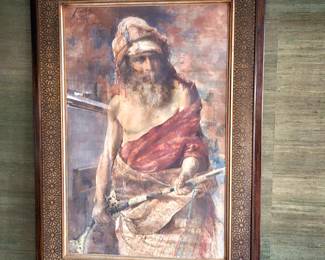 Antique 1882 Original? Orientalist Painting Signed Alorda Roma - Ornate Moorish Frame