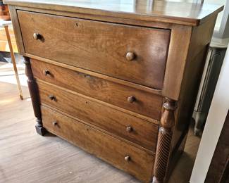 - Antique 19th Century Chest of Drawers Dresser w/ Turned Rope Columns 43” Vintage Wood