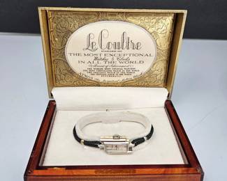 RARE! Vintage LeCoultre 14K White Gold Ladies Cocktail Wristwatch w/ Original Box Swiss Art Deco