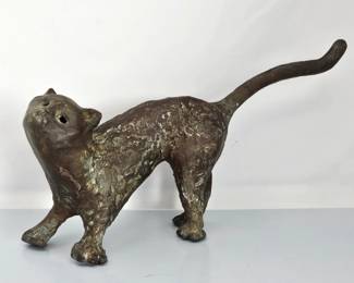 Authentic Ilana Goor Bronze Cat Sculpture Signed – Israeli Modern Art Animal Figurine