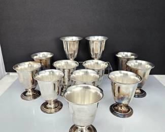 Set of 12 Peruvian Sterling .925 Footed Water Goblets over 1000g!