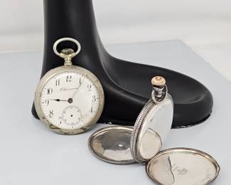 Antique Pocket Watch Lot – Chavannes Swiss Pocket Watch & Keystone Sterling Silver Case