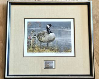 - 1987 Robert Bateman Signed "Pride of Autumn" Canada Goose Conservation Stamp Print w/ White House Reagan Letter