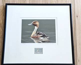 1986 Burton E. Moore Jr. Signed Federal Duck Stamp Print Fulvous Whistling Duck LE 5269/16310 w/ Stamp & Receipt