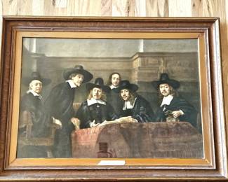 Large Vintage Rembrandt “Die Staalmeesters” Print Framed Old Master Group Portrait 42x31