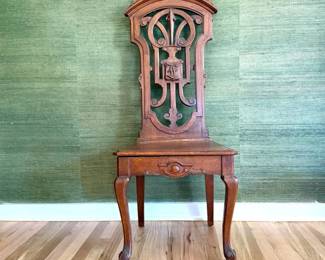 Antique Prie Dieu Prayer Chair – Ornate Carved Wood, Flip Seat, Devotional Kneeler