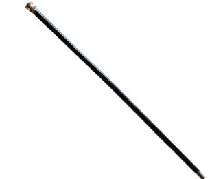Vintage 35" Wood Walking Cane with Gilded Top and Brass Bottom