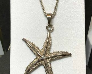 Sterling Star Fish Pendant Necklace