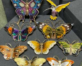 Sterling Butterfly Pins Hroar Prydz Norway David Andersen Enamel
